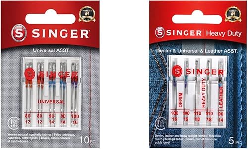 Singer Paquete de agujas para máquina de coser (10 unidades) + (5 unidades)