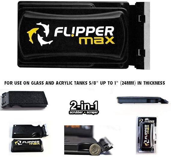 Flipper Cleaner - 2-in-1 Magnetic Aquarium Glass Cleaner - Fish Tank Cleaner - Scrubber & Scraper Aquarium Cleaning Tools Fish Tank Cleaner MAX
