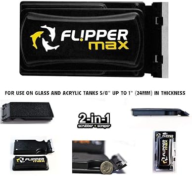 Flipper Cleaner - 2-in-1 Magnetic Aquarium Glass Cleaner - Fish Tank Cleaner - Scrubber & Scraper Aquarium Cleaning Tools Fish Tank Cleaner MAX