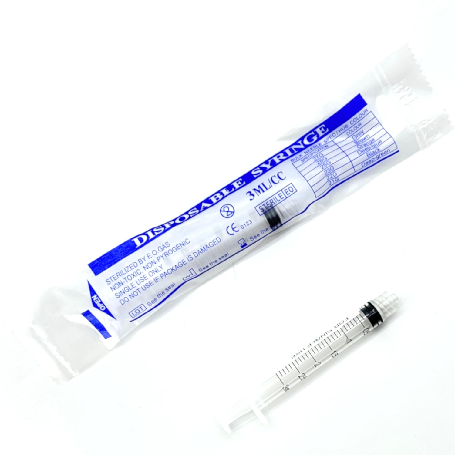 3mL Luer Lock Syringes (No Needle) - 100-Count Bagged, Sterile & Individually Sealed