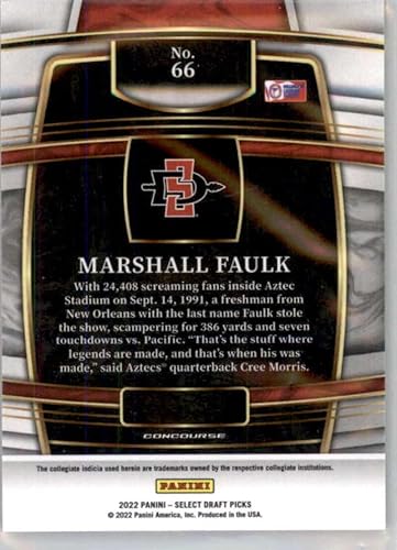 Miniatura 2 de 2022 Panini Select Draft Picks Retail Blue Football #66 Marshall Faulk San Diego State Aztecs Concourse Officially Collegiate NCAA Licensed Trading