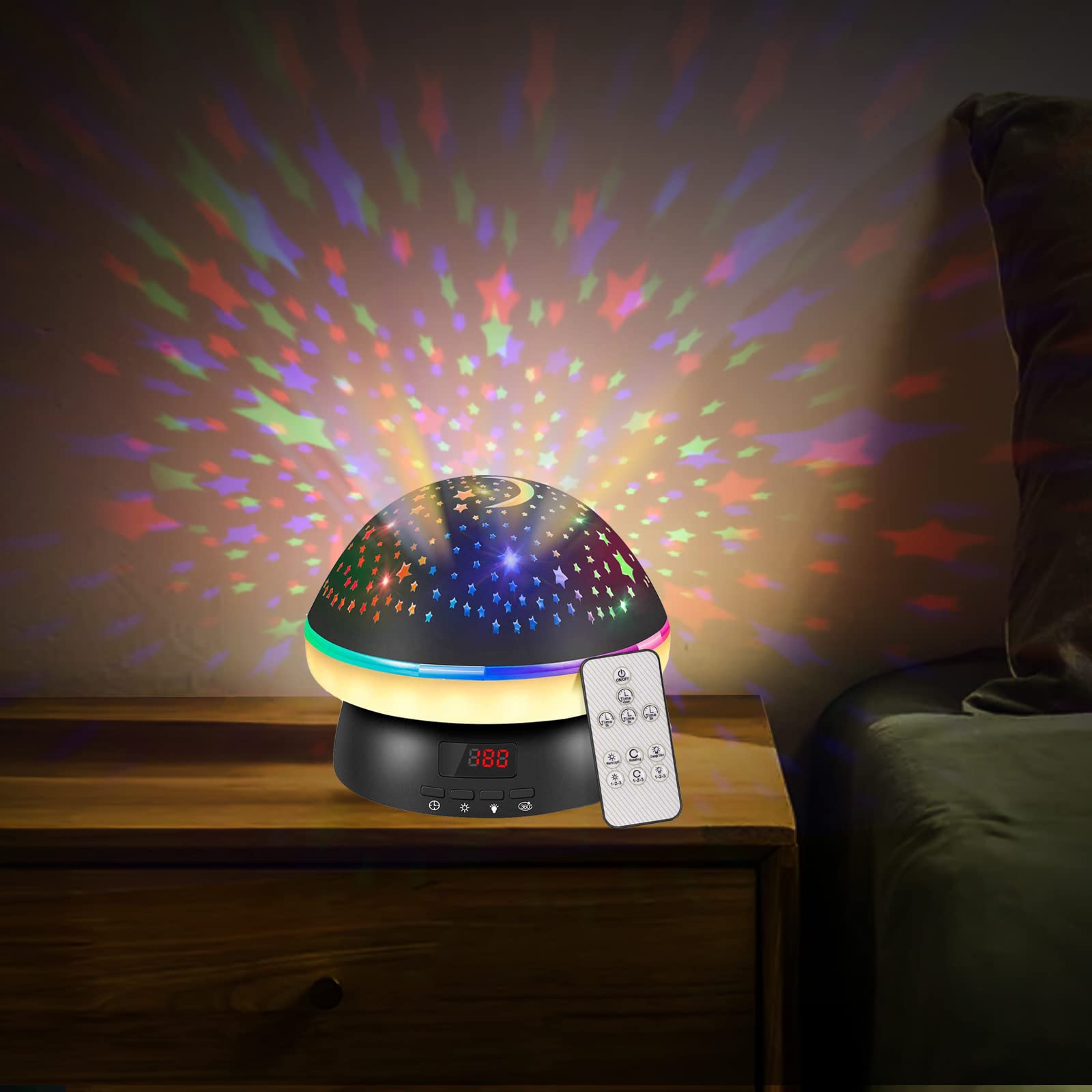 Giocattoli Bambina per 3-8 Anni Bambini, Timer Proiettore Luce Notturna Stelle Soffitto, Regalo Bimba Compleanno Natale Femmina