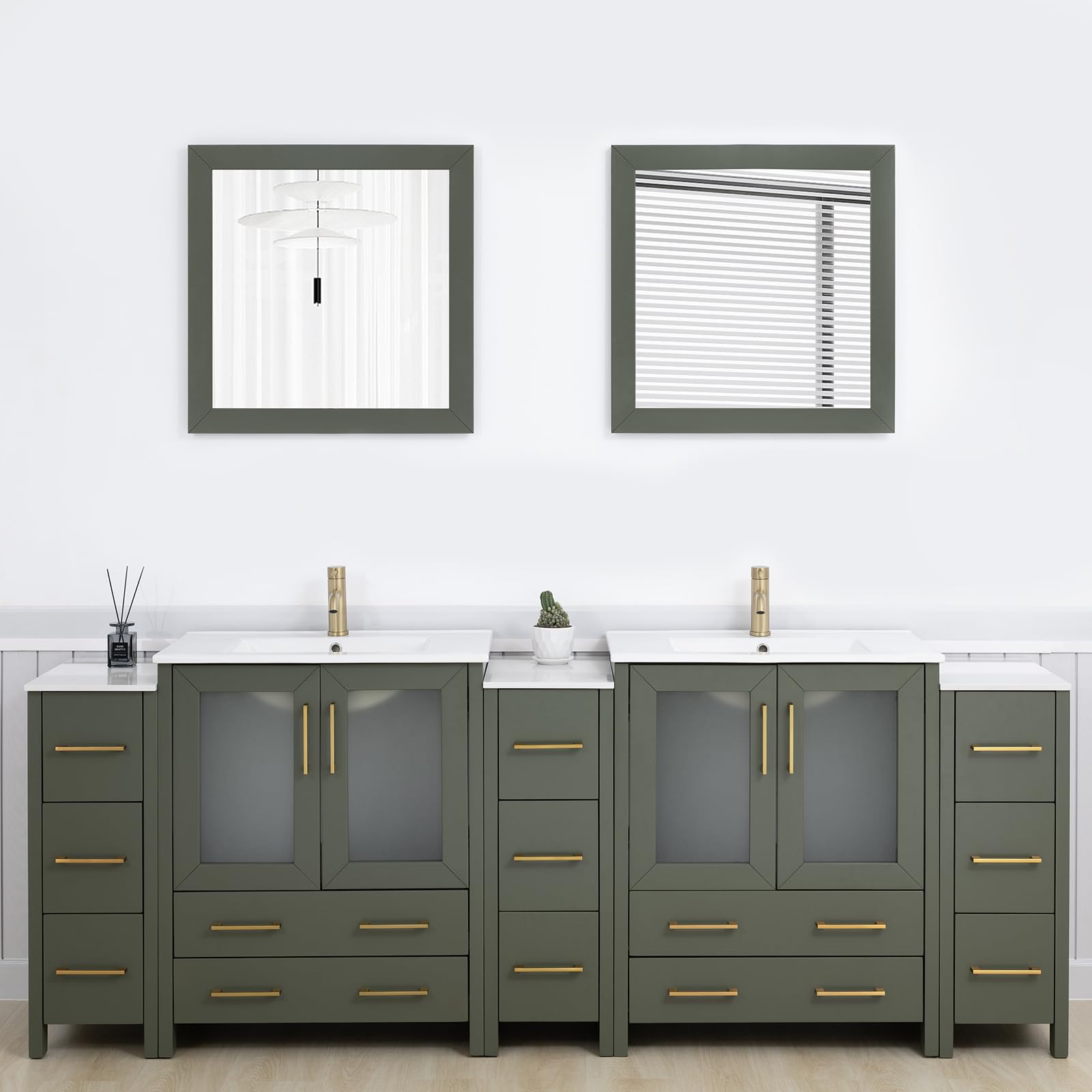 Vanity Art 96 Inch Under Mount Double Sink Bathroom Vanity Set