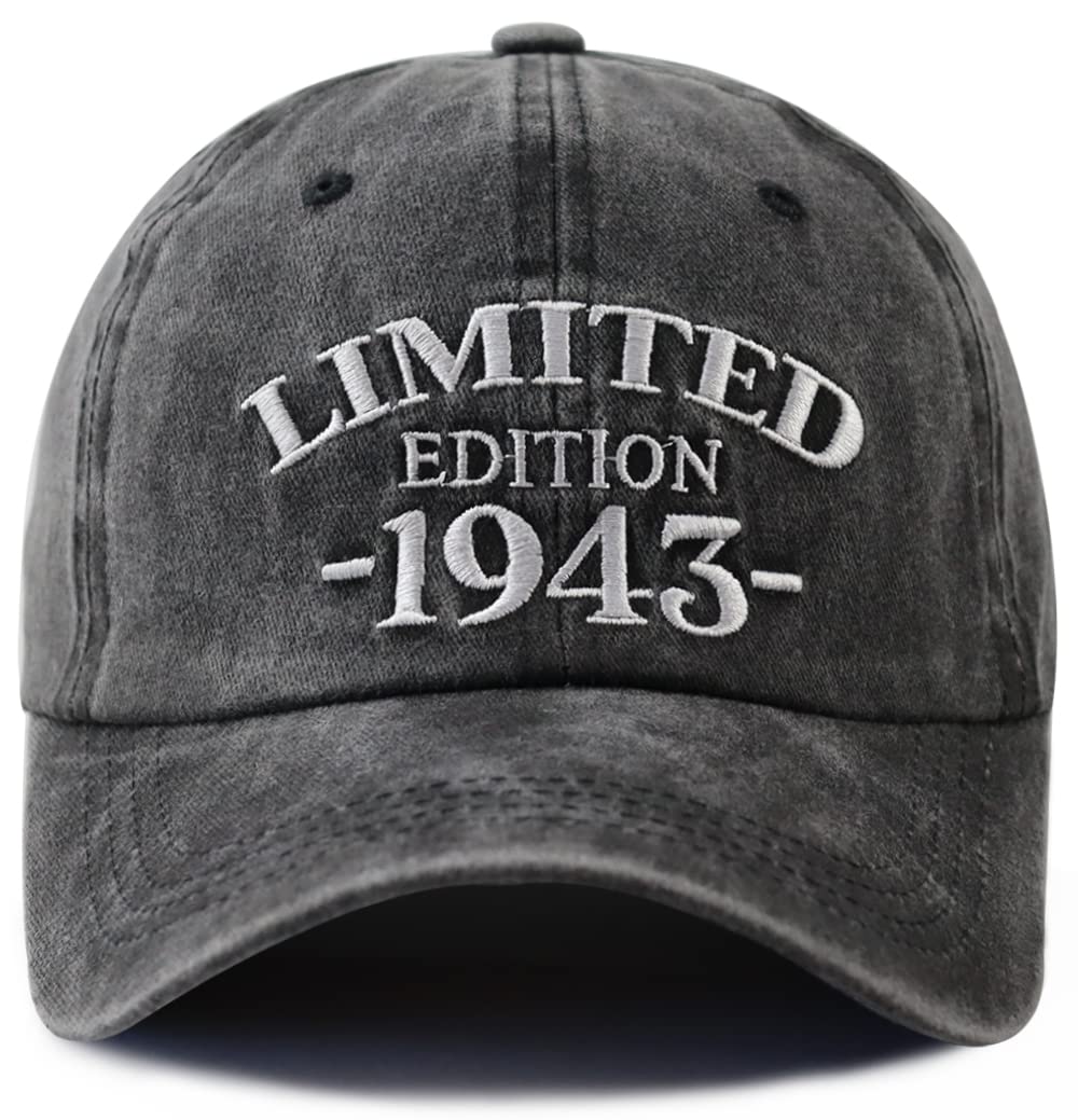 XacaYuerp Limited Edition 1943 Baseball Hats for Men Women, 80th Birthday Decorations Hat, Funny Adjustable Cotton Dad Cap