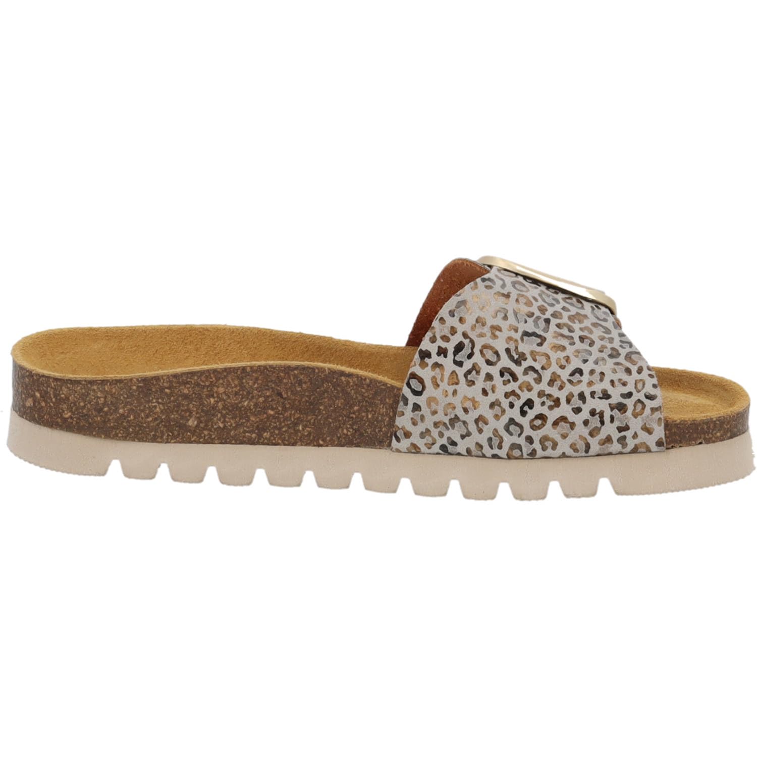 Palado Damen Pantoletten Malta MGS MP Wildcat - Sandalen Made in Spain - elegante Hausschuhe mit Kork-Fußbett - Sommerschuhe mit Animal-Print