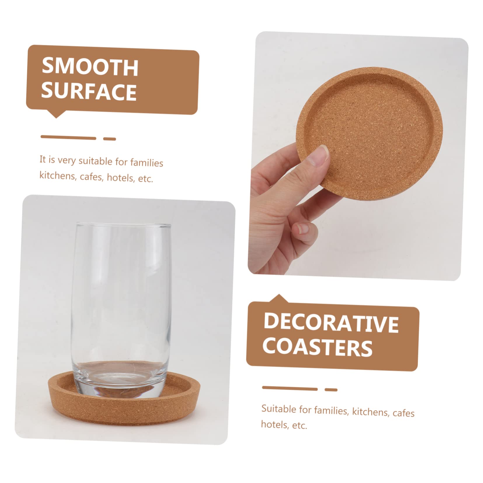 Amosfun Bouchon Plat Liege 15 Pièces Dessous De Tasse Home Decor sous-Verres Sets De Table en Liège Dessous De Verre Simples Dessous De Verre Rond Boisson en Bois Tapis De