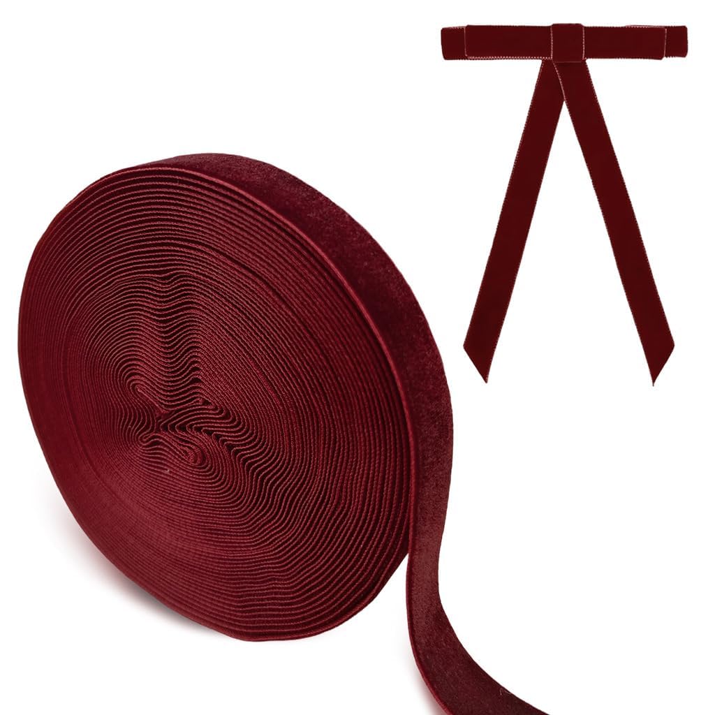 Red Velvet Ribbon Roll 10 Yards | 1.5 cm Wide Decorative Velvet Ribbon for Gift Wrapping, Valentine’s Day, DIY Crafts & Festival Decoration