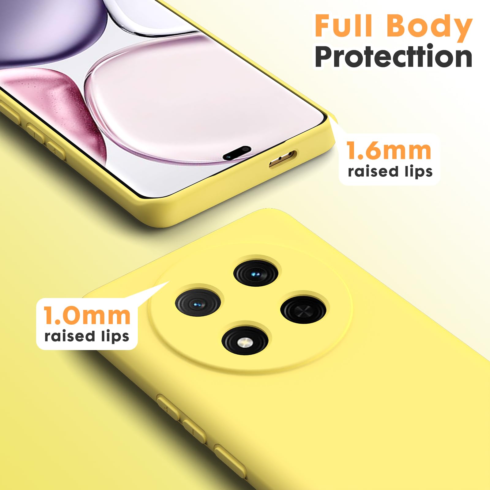 Byvuwiay Cover per Honor Magic7 Lite 5G Case, Morbida Silicone Liquida TPU Protettivo Ultra Slim Antiurto - Giallo