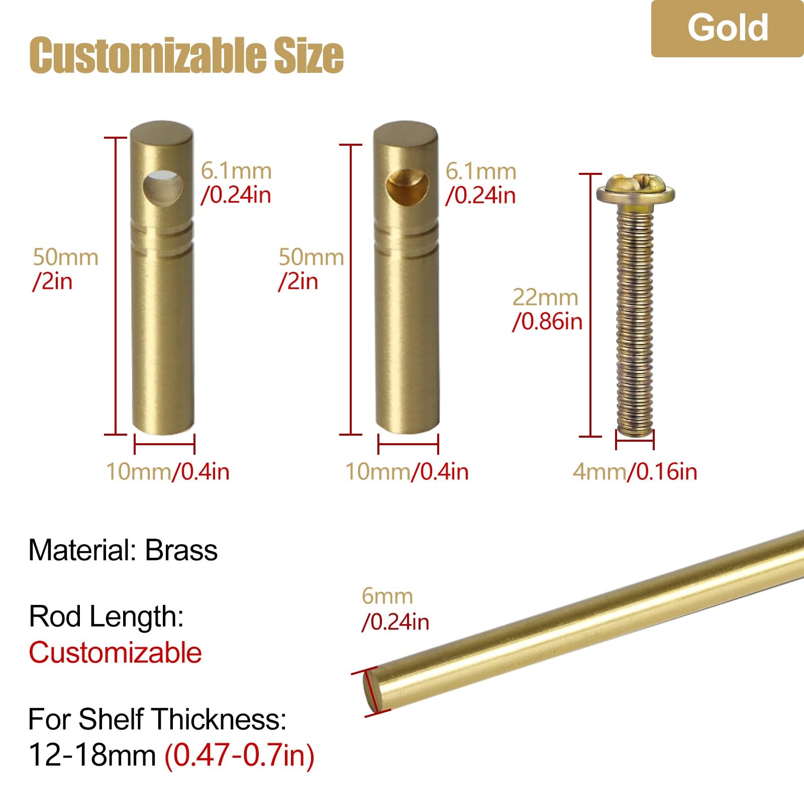 2 pezzi guida mensola ottone, barriera decorativa bagno