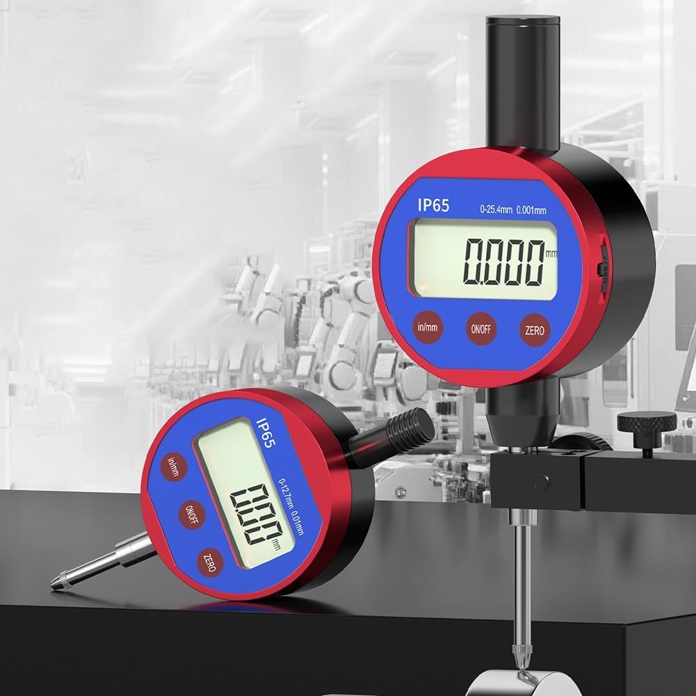 Instrumento de medición digital para indicador de esfera o micrómetro con pantalla LCD | Construcción de plástico y metal, recargable, resistente al agua, adecuado para pruebas industriales (0-12.7)