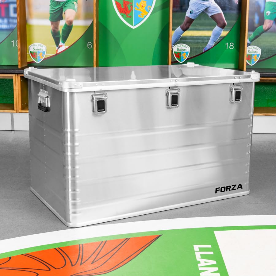 FORZA Scatole in alluminio per trasporto e stoccaggio, resistenti alle intemperie, con rivestimento in schiuma e angoli rinforzati, ruote opzionali, ideali per viaggi in club sportivi + kit di