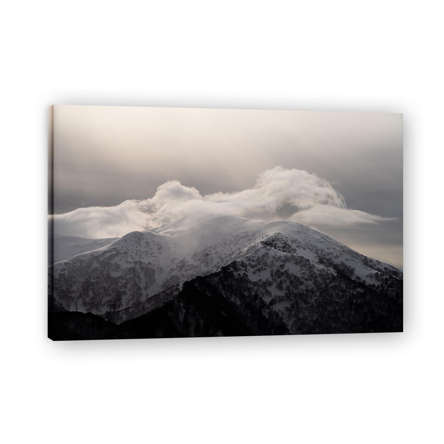 VHdfgTY Snow-Capped MountainNature Landscape Wall Art Canvas Mountain Scenery Print Home Decoration 50x75cm Framed