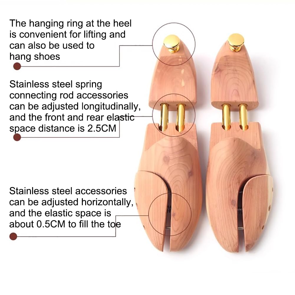 Juego De 2 Hormas para Zapatos De Madera De Cedro, Modelador De Madera para Árbol De Zapatos para Hombre, Ancho Y Largo Elástico, Modelador De Zapatos, Se Adapta A Tallas 31-46,37 to 41