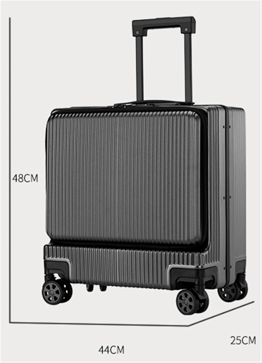 Valigia con Telaio in Alluminio con Apertura Frontale Bagaglio a Mano TSA Serratura a Combinazione Valigia d'imbarco Trolley da 18 Pollici per Cabina