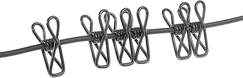 Miniatura 4 de Tendedero portátil retráctil negro, resistente al viento, con 12 pinzas para la ropa para secar en interiores, accesorios de campamento al aire libre