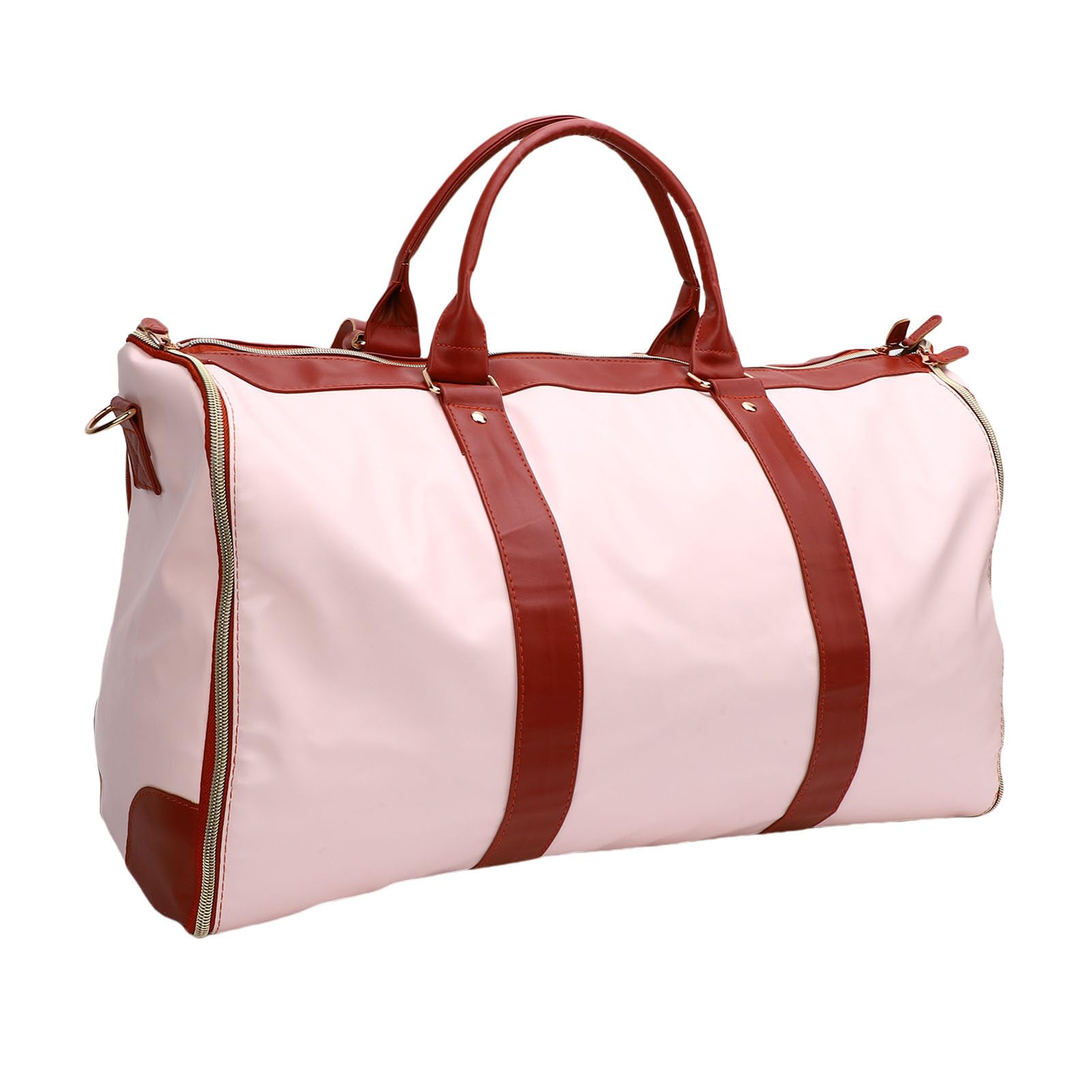 Generic Borsa Porta Abiti Elegante Borsone in Pelle PU per Viaggi di Lavoro con Tracolla e Ampia capacità per Uomini e Donne (Beige)