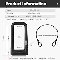 Vista 6 de ROCKBROS Bike U Lock, Heavy Duty Anti Theft with Cable Silicone Cover (Max 22.5MM Bike U Lock+Keys+Mounting Bracket)