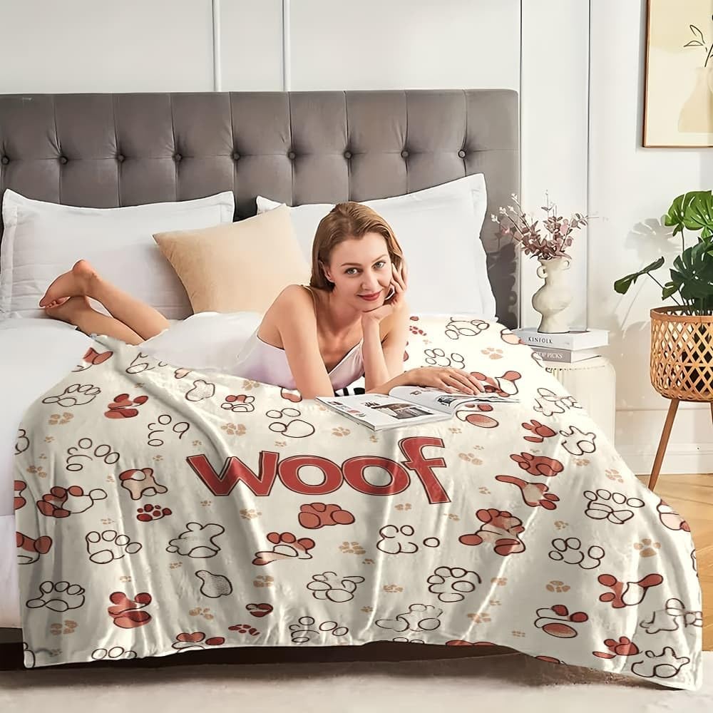 Flanelowy polar King 180 x 200 cm zwierzęta pazury kości nadruki ciepłe koce koc miękki puszysty łatwy w pielęgnacji ma jasnobrązowy narzuta koc na krzesło łóżko akademik sypialnia dom kobiety