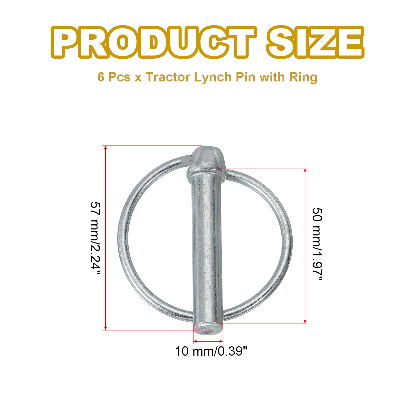 PATIKIL M10x50 mm Tractor Lynch Pin with Ring - Image 2