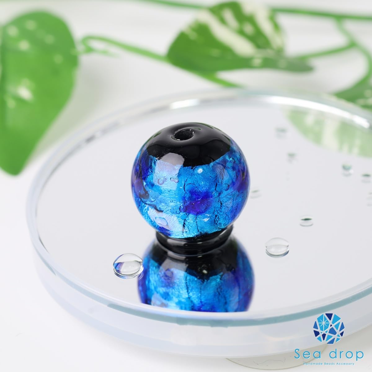 Amazon.co.jp: Sea drop 光る ホタルガラス ブルー 粒売り 22mm
