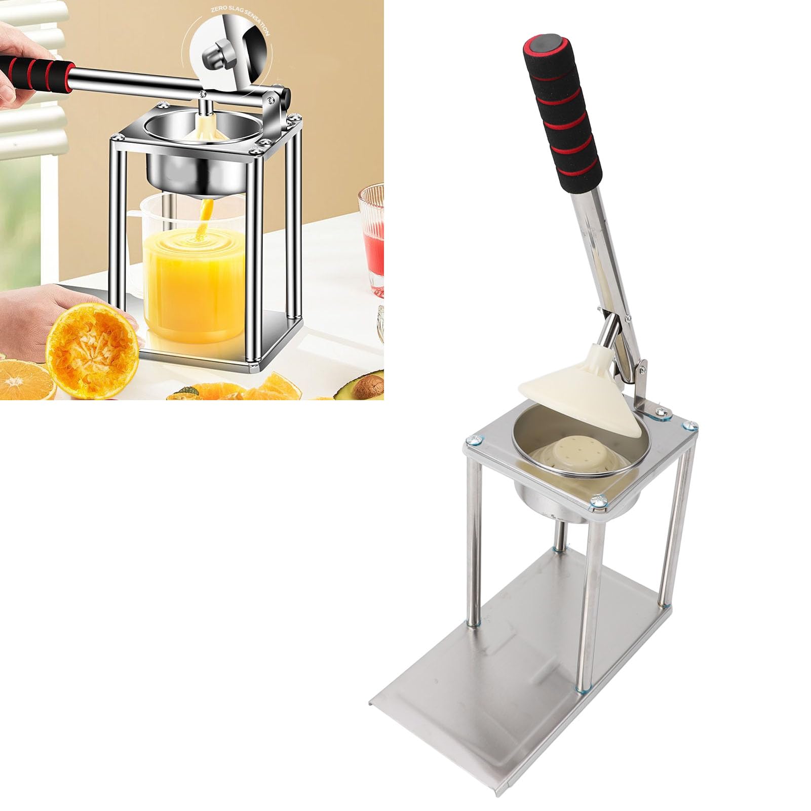 Prensa Mano Exprimidor Naranja, Prmeium de Acero Inoxidable Multifuncional Manual Exprimidor Limón con Humanizado para Uso Comercial en el Hogar Exprimiendo Naranja