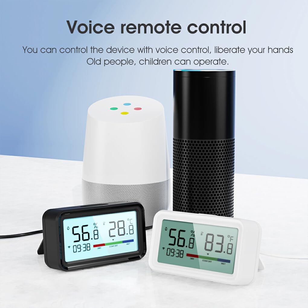 Desktop Pulito con sensore di umidità di Temperatura WiFi Serie C-Smart Che monitora Il termometro di Temperatura e umidità, Wi-Fi Bianco