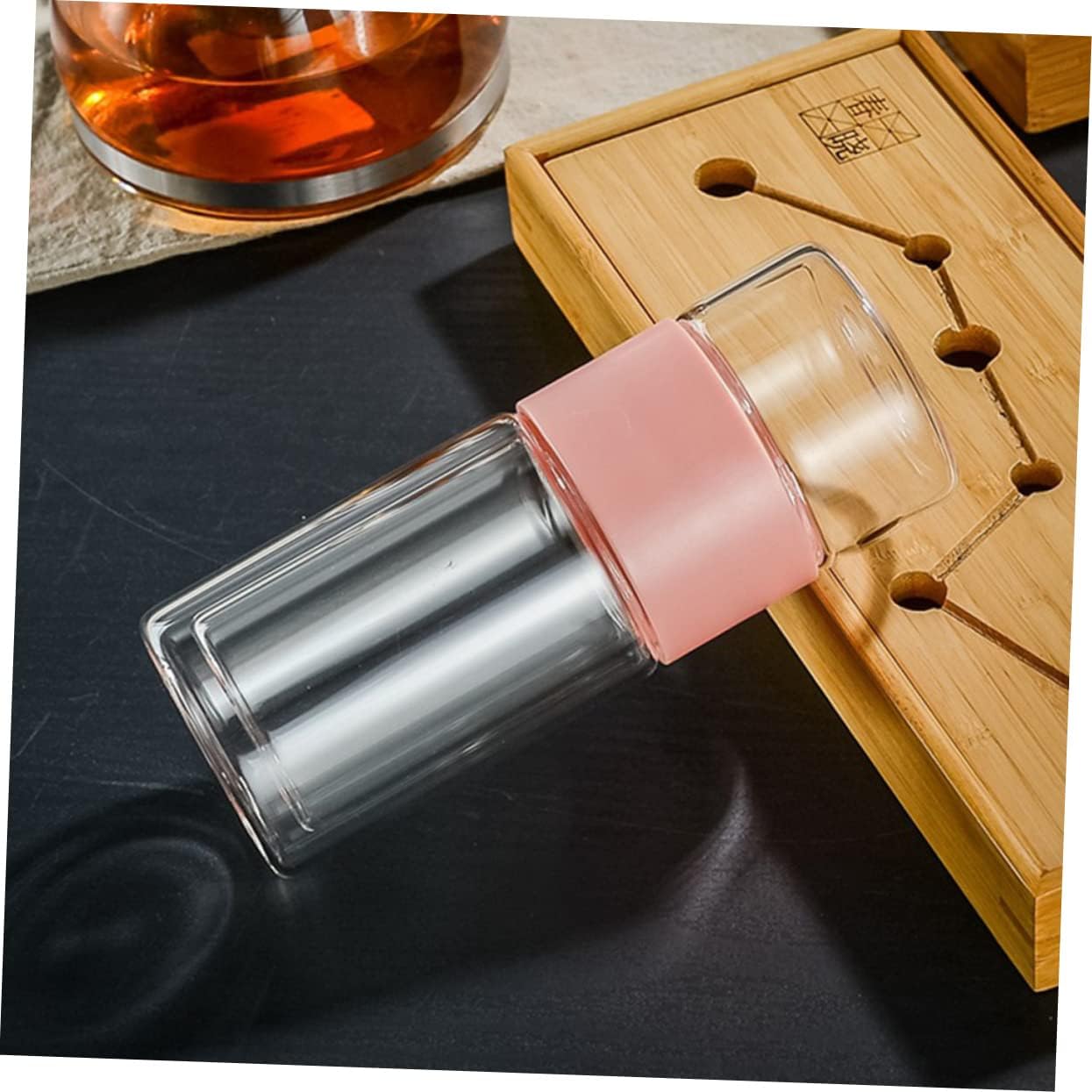 Mobestech Double-wall Glass Tea and Water Separation Cup Leakproof Travel Bottle for Tea Juice Milk for Lovers