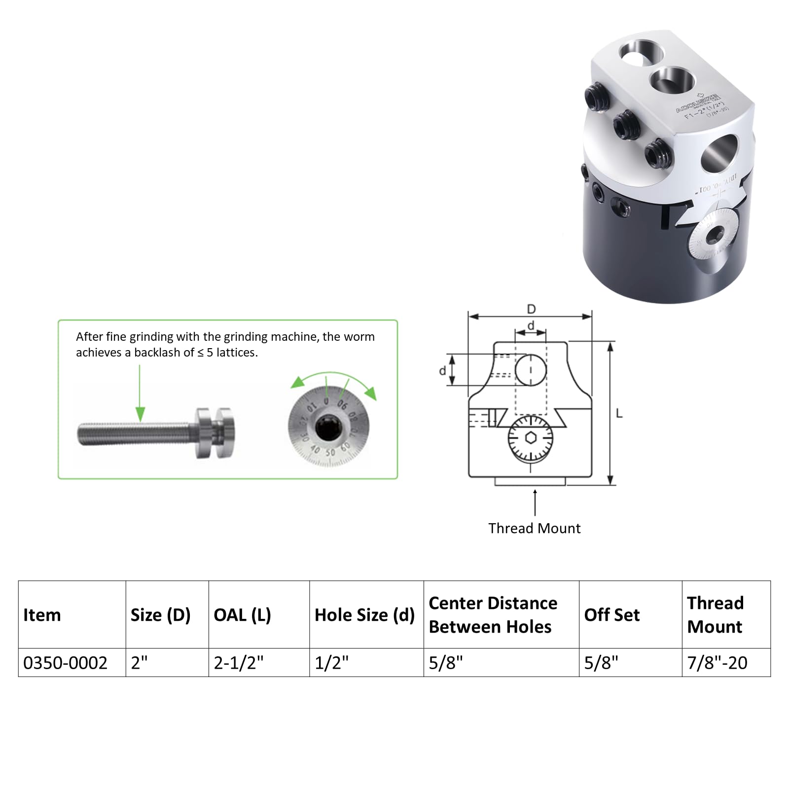 accusizetools – Cabezal de 2 "aburrido, # 0350 – 0002