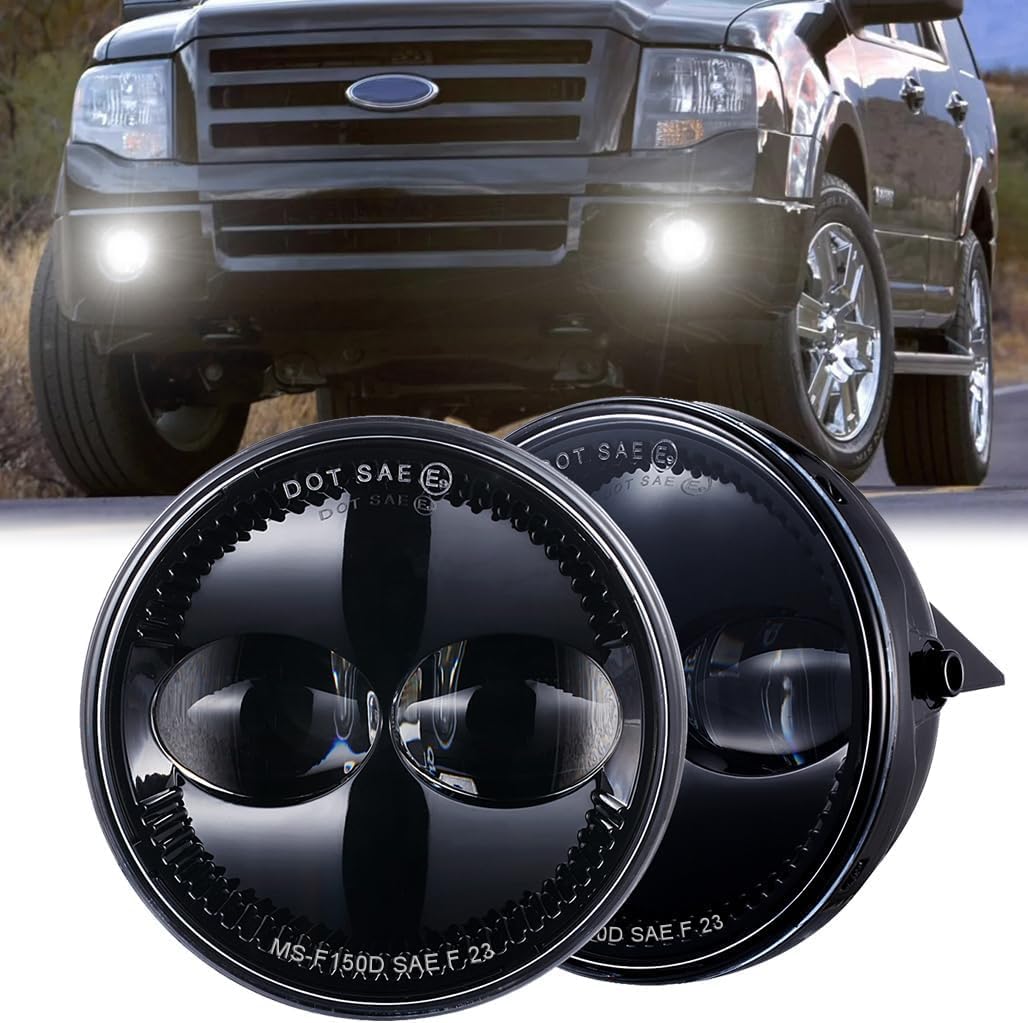 Z-OFFROAD 4.5" Round LED Fog Lights Lamps for Ford F150 Ranger Expedition Truck Projector Driving Light Driver Passenger Side Black, 2pcs