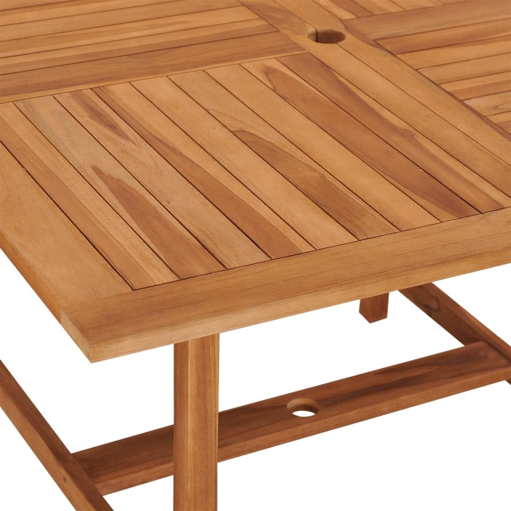 Klasyczny stół ogrodowy z litego drewna tekowego, 110 x 110 x 75 cm, z wykończeniem na bazie wody, bardzo gruby blat 2,2 cm i wytrzymałe nogi 4 x 4, do użytku wewnątrz i na zewnątrz