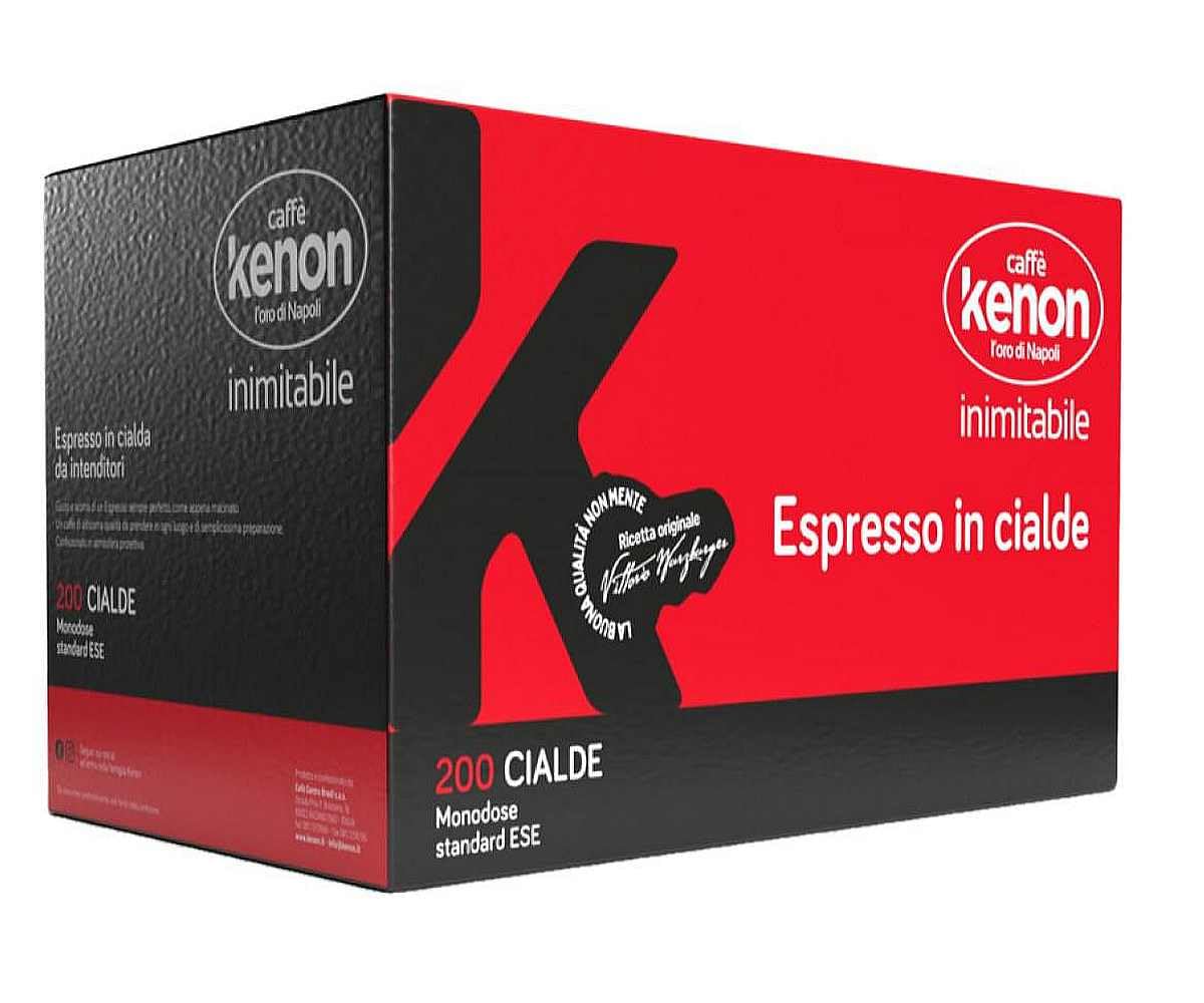 Kenon Caffè – 200 Cialde ESE 44mm – Espresso Intenso e Cremoso, 7g Tostato e Macinato, 100% Compostabili, Confezionate Singolarmente