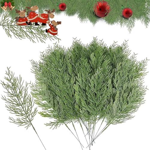 RXKFIGX 50 Pcs Ramas de Pino Artificiales Navidad Hojas de Pino Artificiales Ramas de Pino Sintético Plantas Artificiales de Navidad para árbol de Navidad, Guirnalda de Bricolaje
