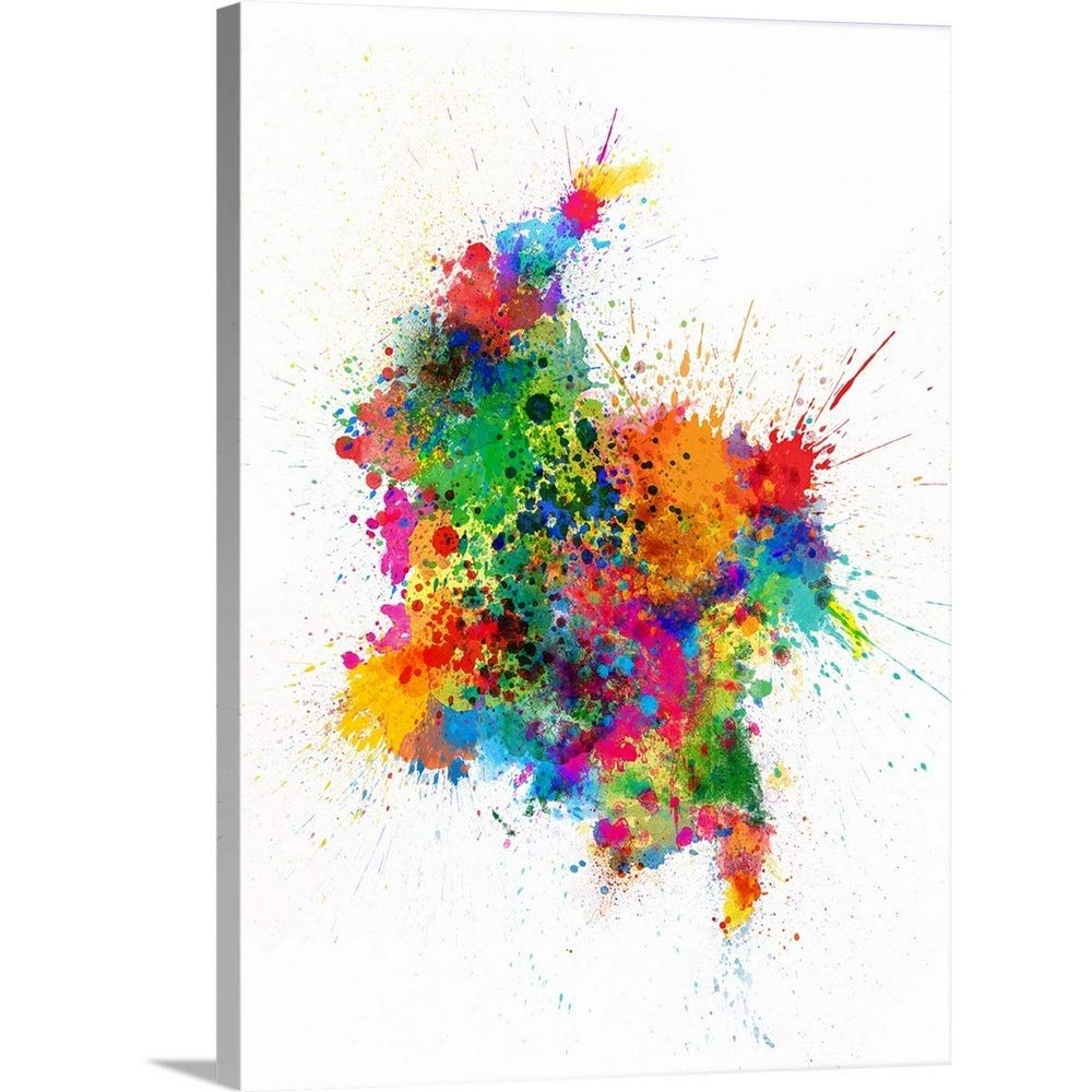 CANVAS ON DEMAND Colombia Paint Splashes Map Canvas Wall Art Print by Michael Tompsett, Home Decor, Artwork,18" x24in