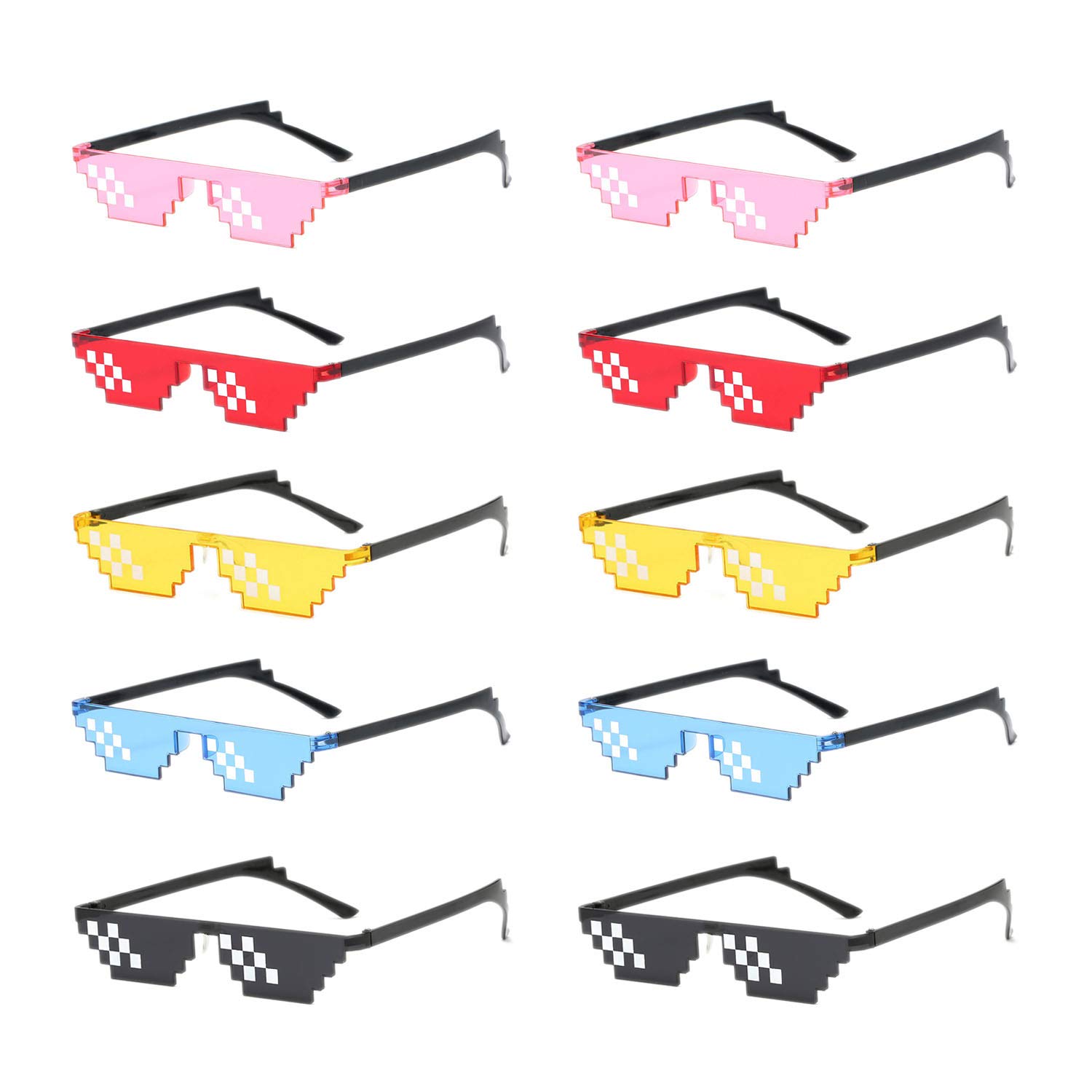 HSSUNSINE10 Pack Thug Life Sunglasses 8 Bit Pixel Mosaic Glasses Photo Props Unisex Sunglasses for Men Women