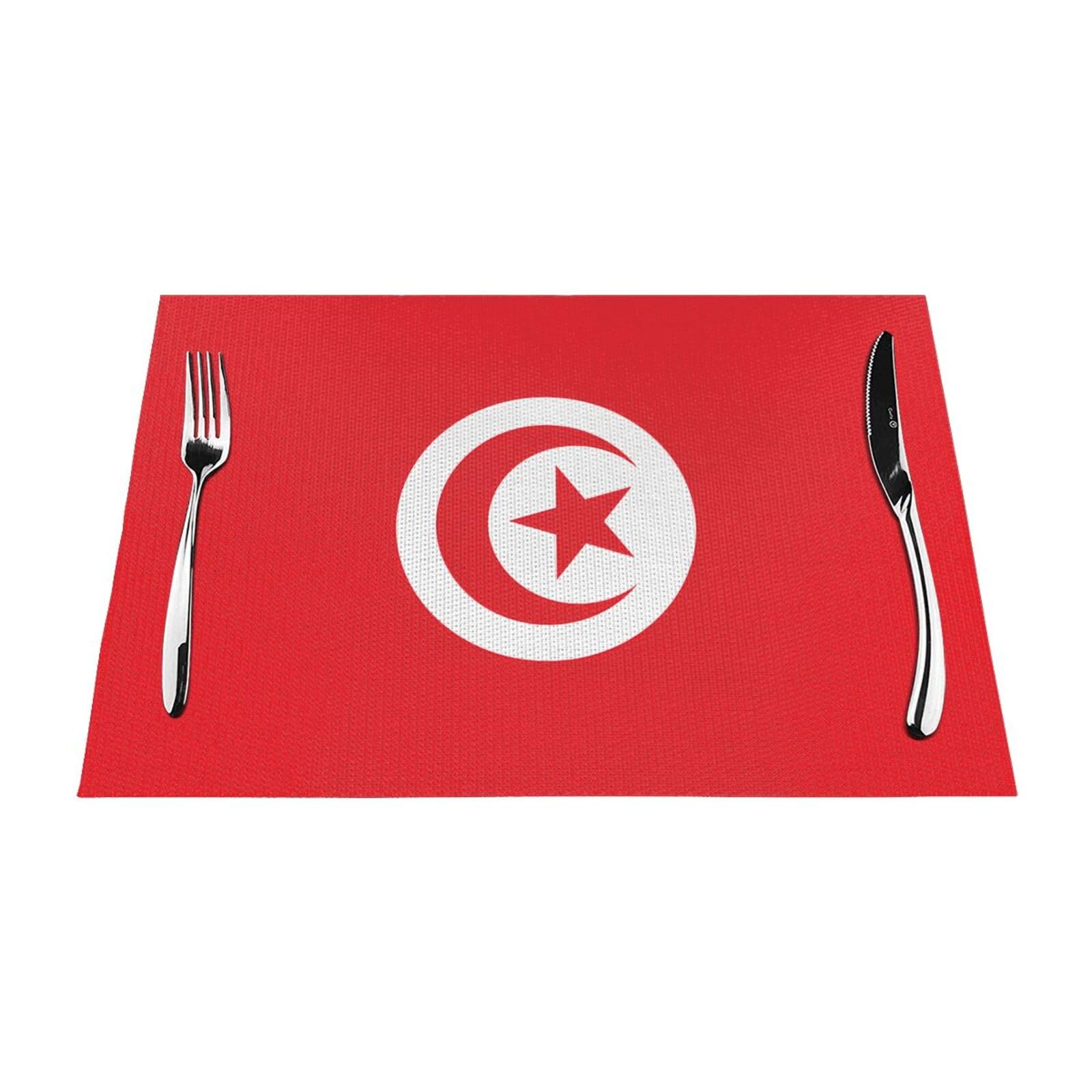 Tunisian Flag 6 Pcs Patterned Woven Placemats are Non-Slip and Heat-Resistant and Complement Any Table