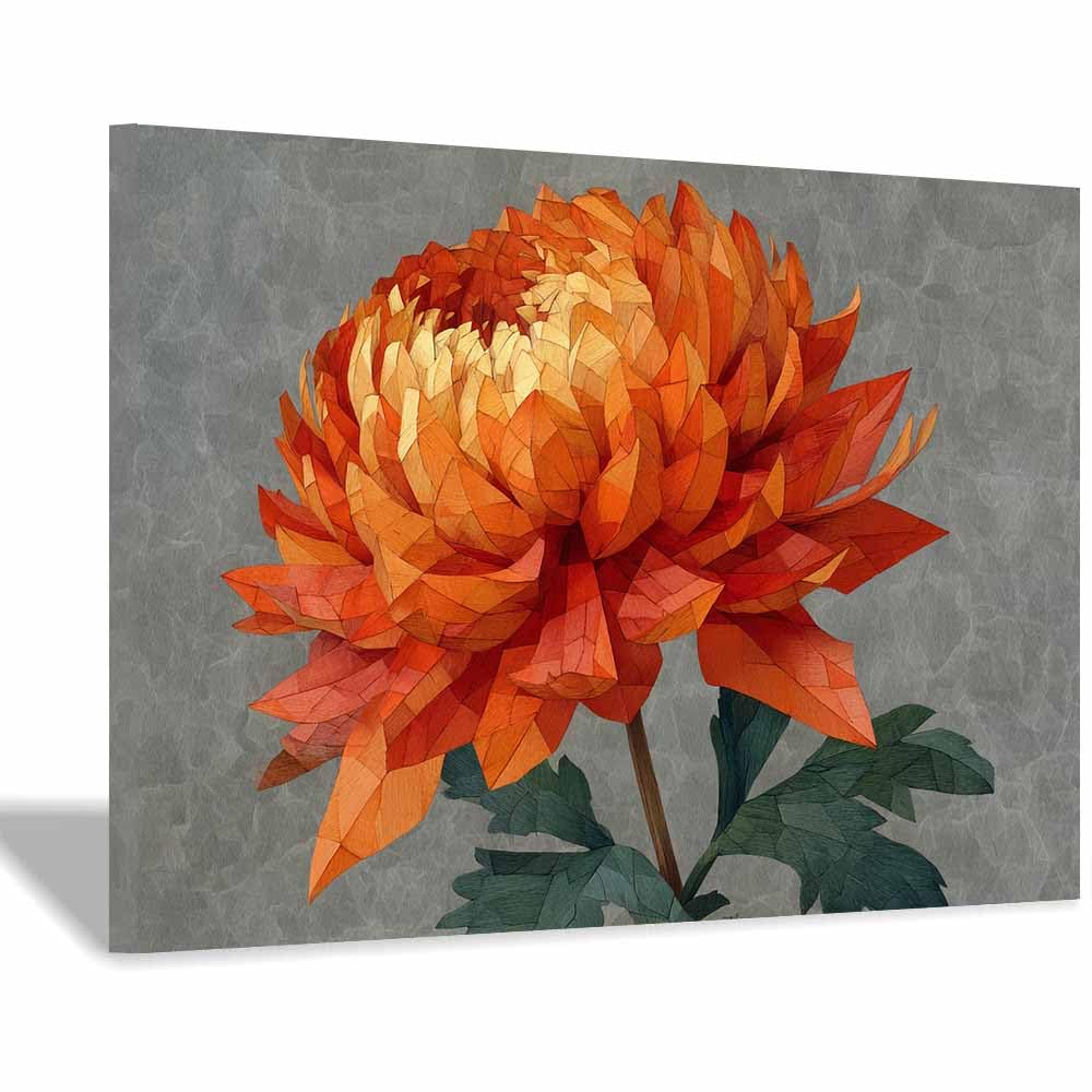 ZAMAEIU Nature Wall Art Patchwork-petalled blooms decorative home accessories, paintings wall art,For living room, bedroom, Apartment Corridor Office etc.(orange)-30x50cm Framed