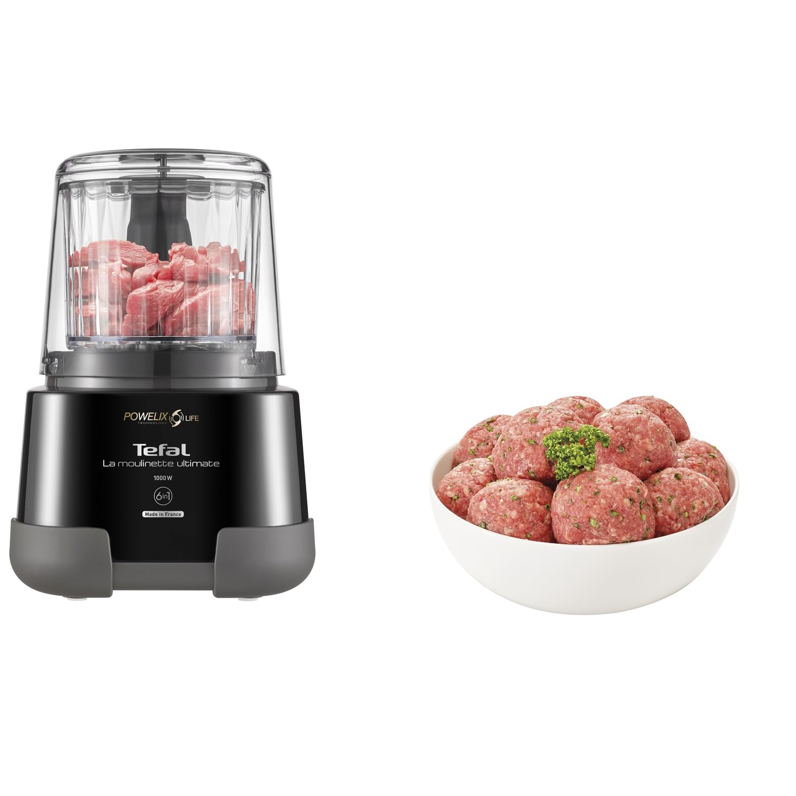 Moulinex La Moulinette Ultimate, Elektrischer Zerkleinerer, 350 g bzw. 550 ml Fassungsvermögen, 5 Funktionen, 1000 Watt, Schwarz, DP810810