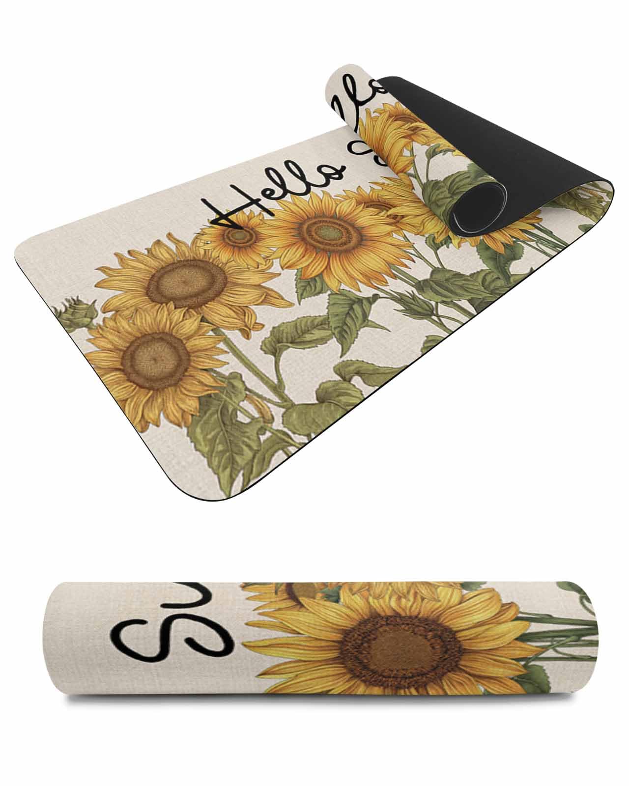 Debedcor Heat Proof Table Pads Waterproof Decorative, Farmhouse Sunflowers Non-Slip Table Countertop Protector, Hello Summer Vintage Insulation Mat for Kitchen Room, 40 x 12 Inches