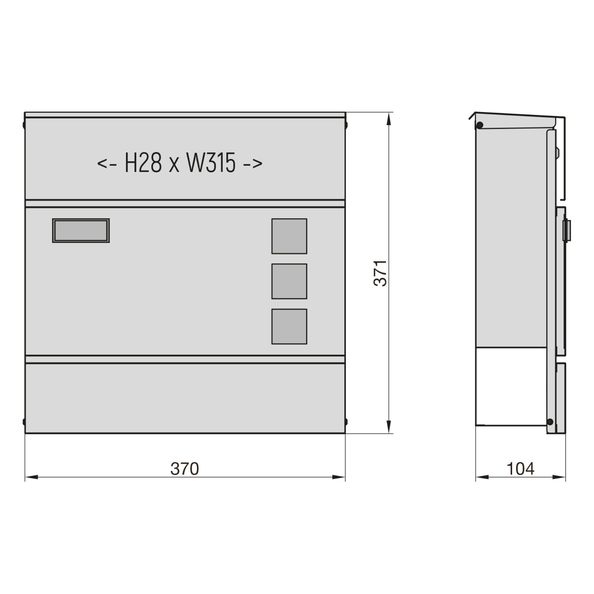 BASI | Briefkasten mit Softclose Klappe, Sichtfenster & Namensschild | DIN A4 Einwurf | inkl. 2 Schlüssel | integriertes Zeitungsfach | H37 x B37 x T10,4 cm | anthrazit | Wandbriefkasten Postkasten
