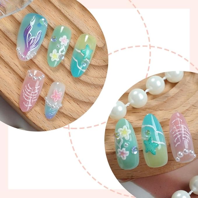 Beachy Summer Nails 2025 ✨ Ocean Shell Press-Ons