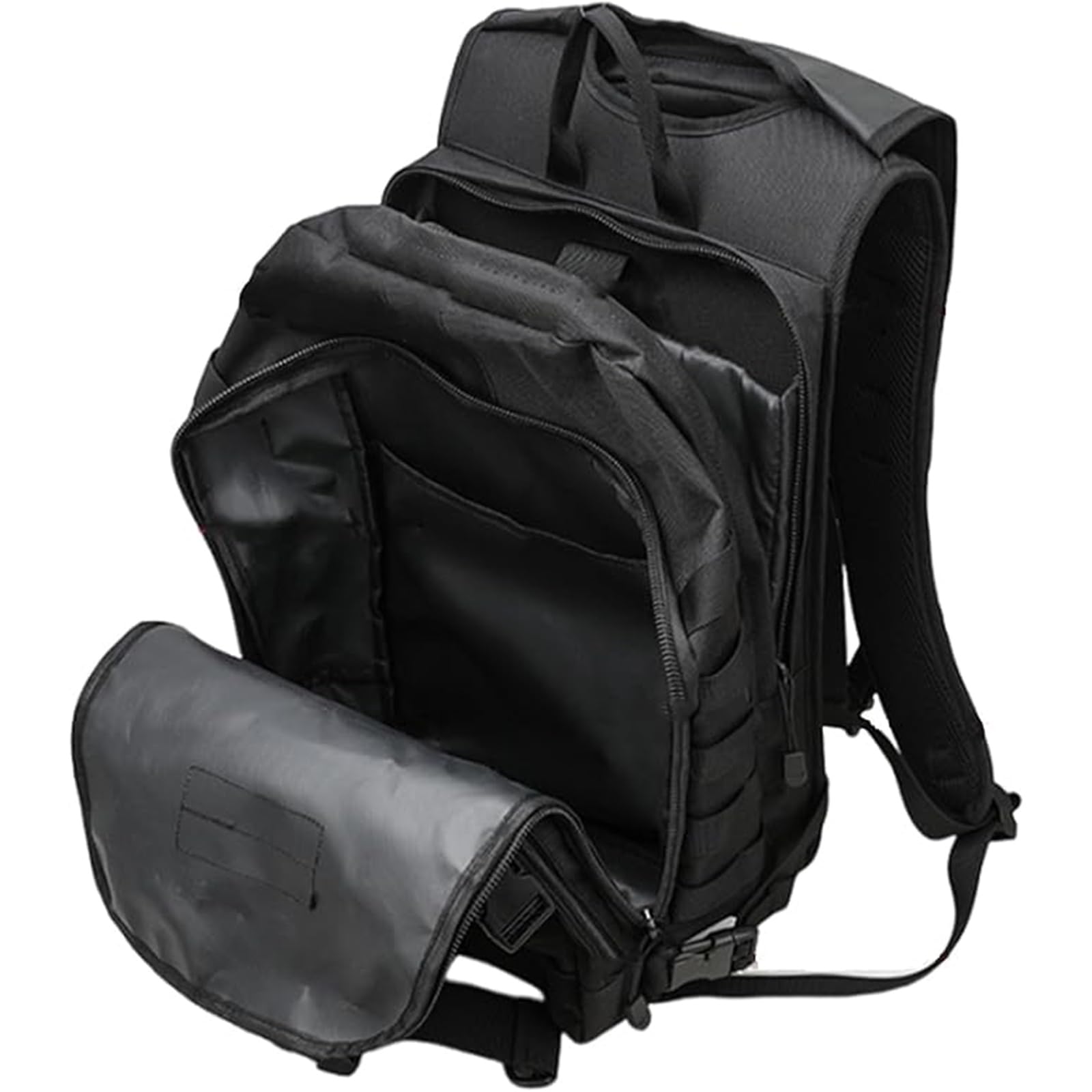 Zaino Militare 35 Litri Zaino Tattico da Viaggio Impermeabile Zaino Trekking Multitasche da Uomo per Campeggio, Escursionismo, Pesca, Ciclismo (Nero)