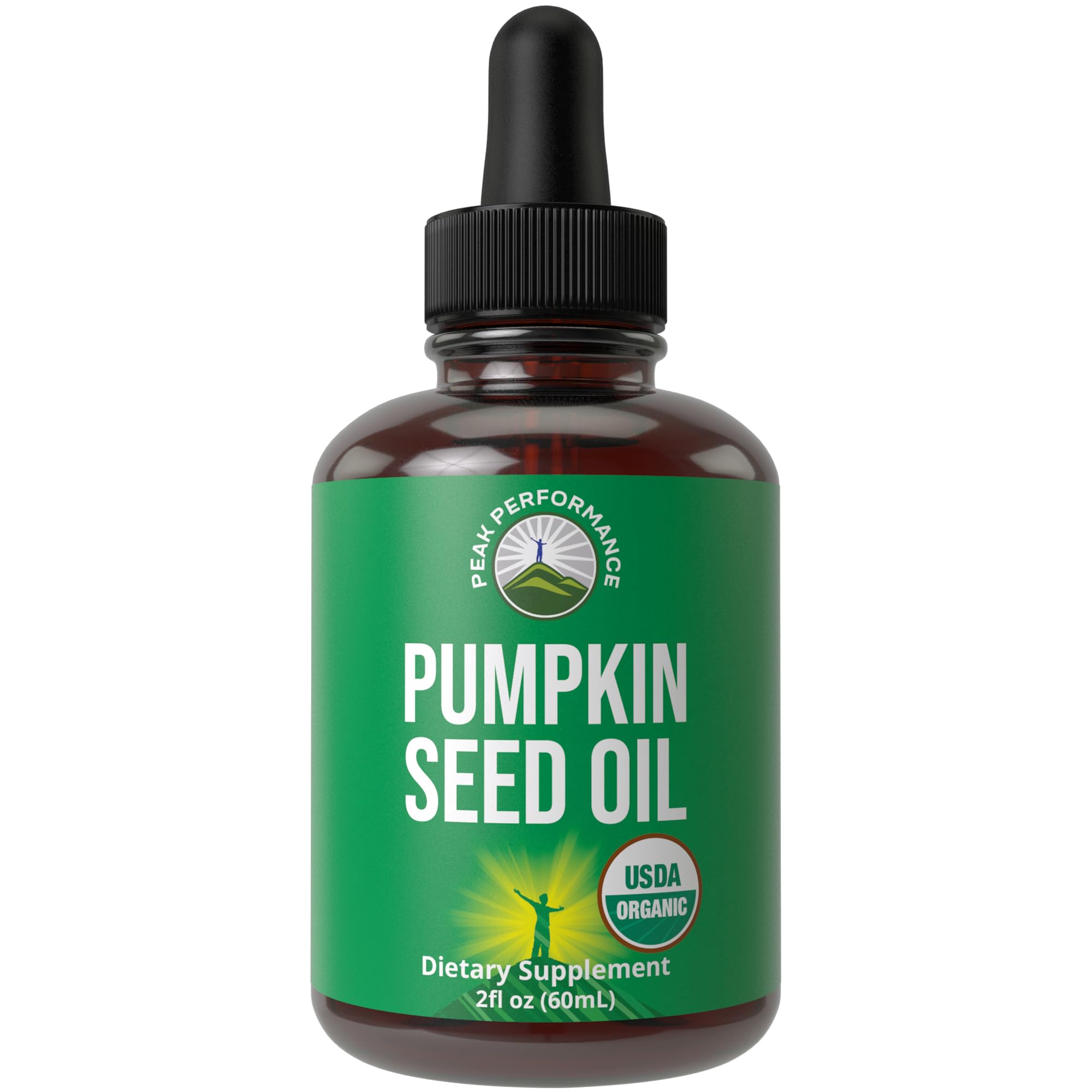 Peak Performance USDA Organic Pumpkin Seed Oil Supplement. Liquid Extract