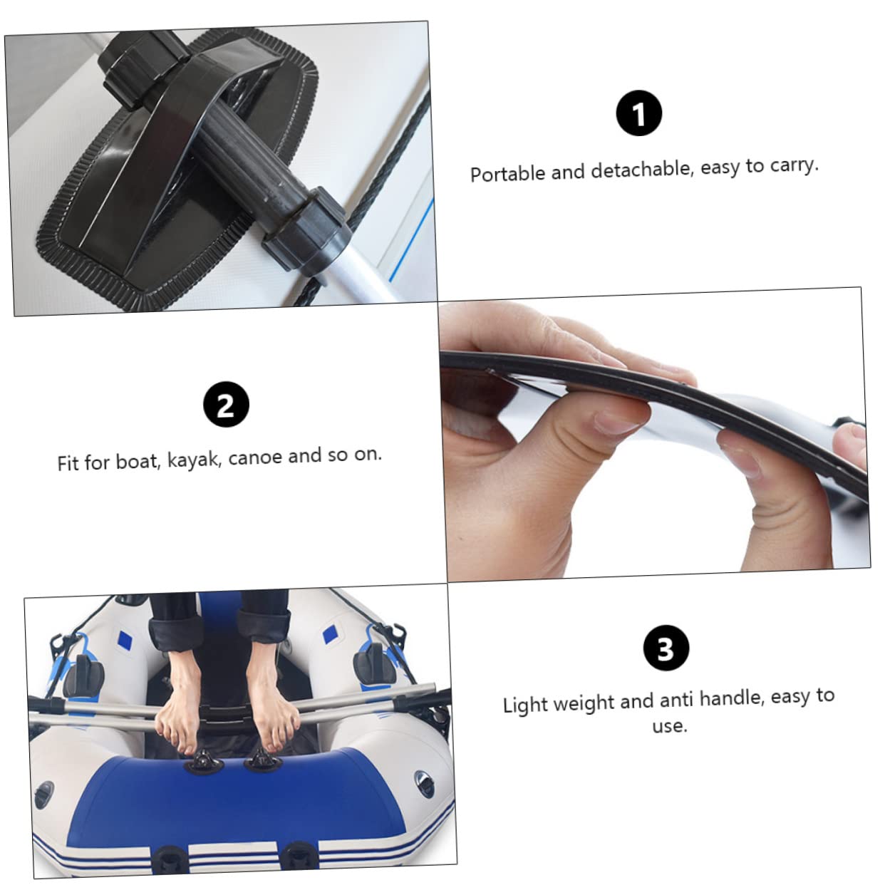 Anneome Portable Boat Oars Set 2 Pairs of Aluminum Alloy Kayak Paddles Quick Detachable Feature