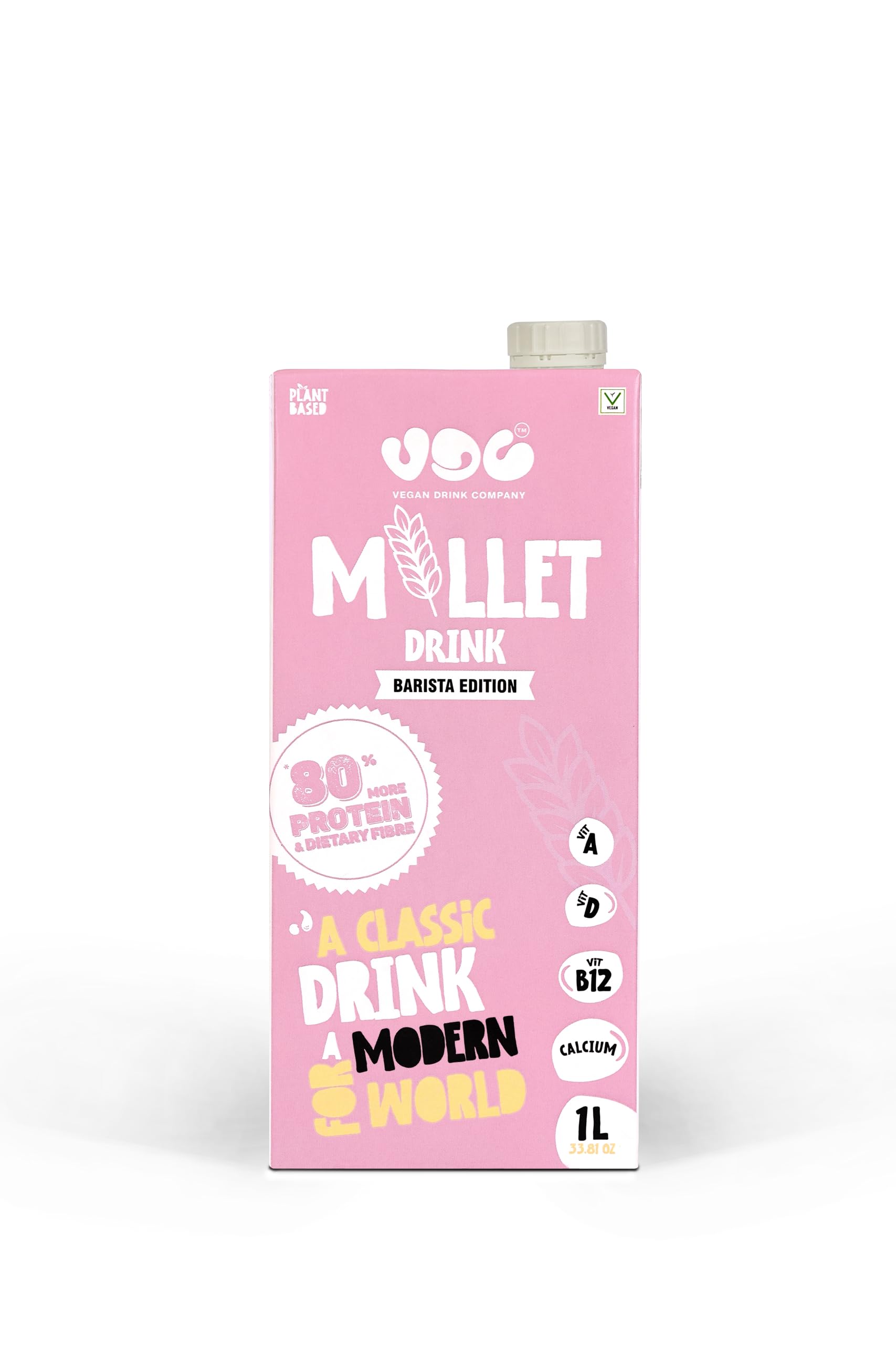 Vegan Drink Company Plant Based Vegan Milk Millet Super Creamy Drink | Plant Based Milk | Preservatives Free | Zero Added Sugar | Zero Saturated Fat | Vegan 1L Pack of 4