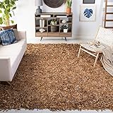 SAFAVIEH Area Rug 8x10 - Leather Shag Collection - Large - Light Gold, Hand-Knotted Leather, Modern Design, Ideal for Living Room, Bedroom, Dining Space (LSG511G)