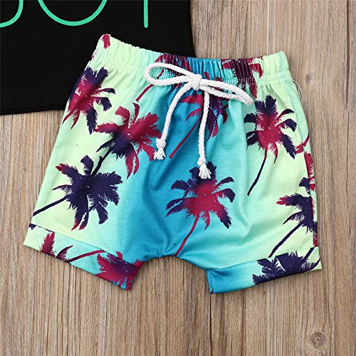Image of 2Pcs Baby Boys Summer Clothing Sets Cute Letters Print Sleeveless Tank Tops T-Shirt+Palm Shorts Outfits