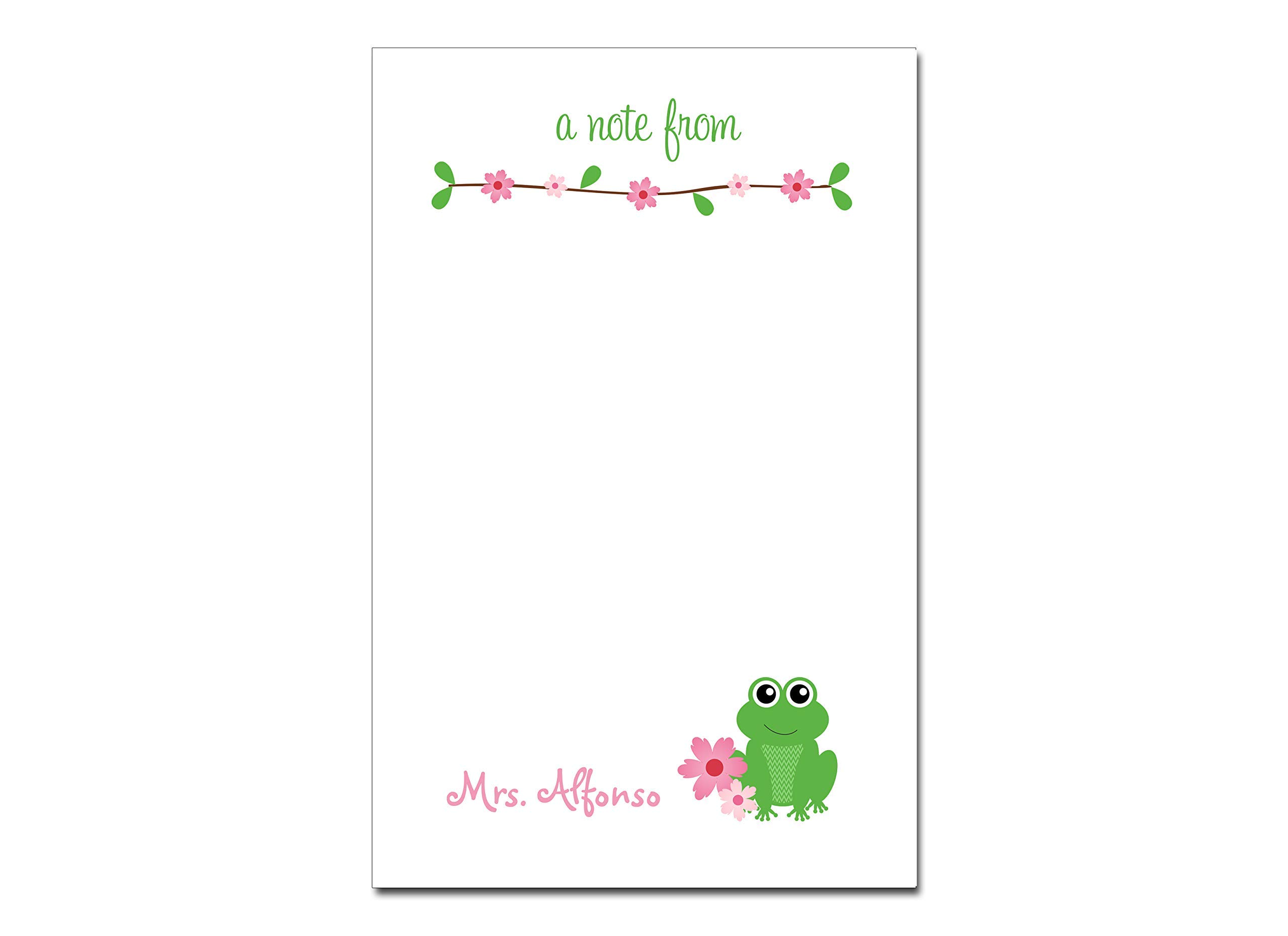 Personalized Pink and Green Frog Notepad Frog Theme Classroom Gift | Precious Papers
