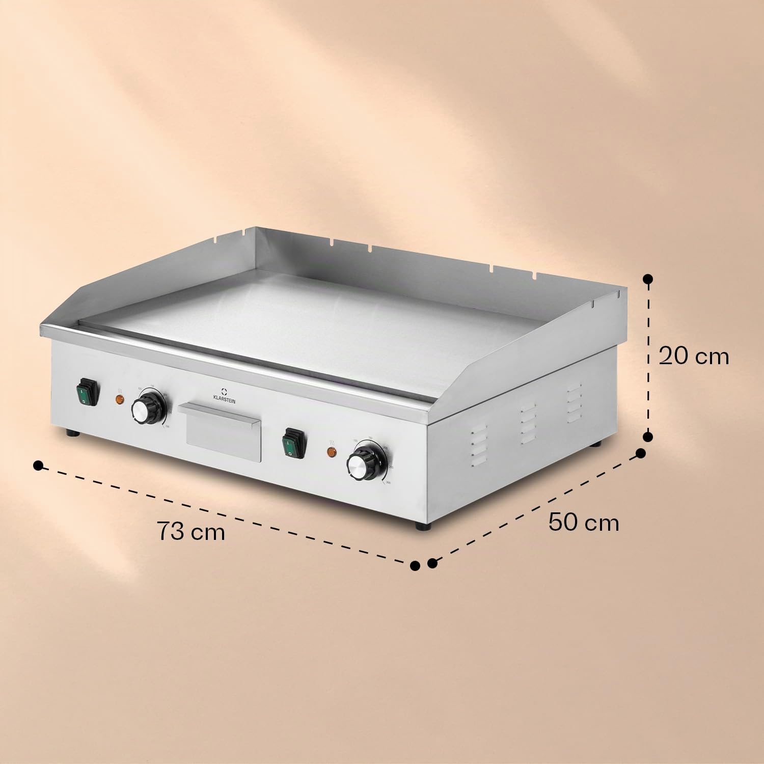 Klarstein Barbecue Electrique de Table, Plancha Electrique Exterieur, Grill Electrique Antiadhésive Amovible, Affichage LED et 2 Spatules, Acier Inoxydable pour Camping et Restaurant, 200W (Argent)
