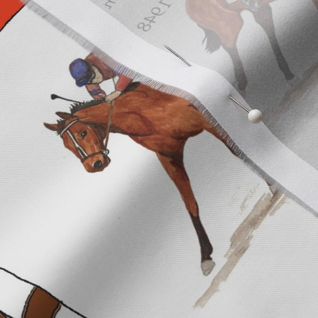 Spoonflower Fabric - American Crown Off Black Horses Horse Racing Printed on Organic Cotton Sateen Fabric by The Yard - Sewing Quilting Apparel Home Decor