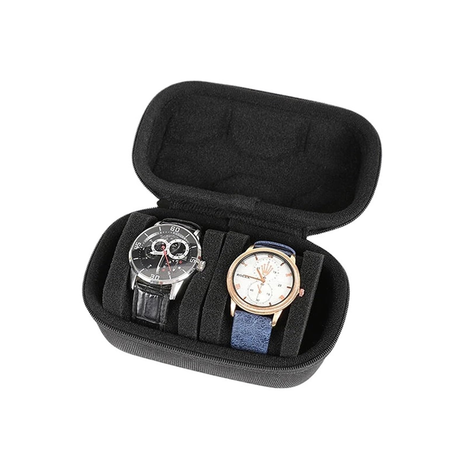 Boîte de rangement portable for montres, étanche, fermeture éclair unique, étui transport for connectées pour la plupart des montres(Black 3)